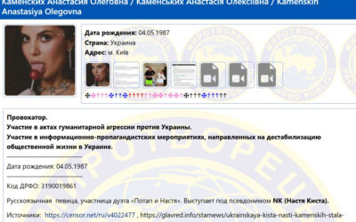 Артистку Настю Каменських включили до реєстру сайту «Миротворець»